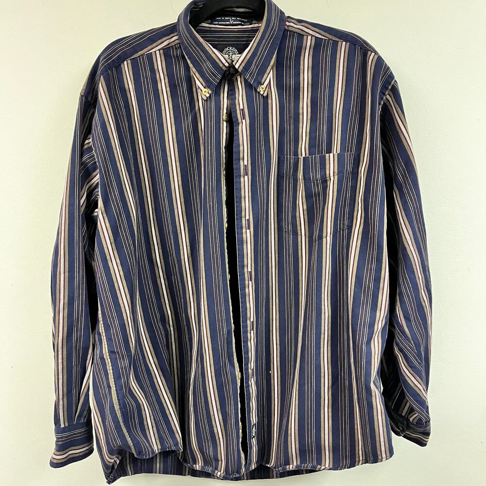 Vintage 90's Men's Dockers 100% cotton Large long sleeve button down blue